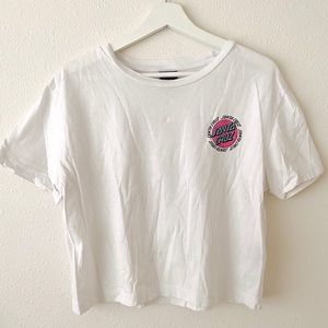 White Santa Cruz Skateboards crop top